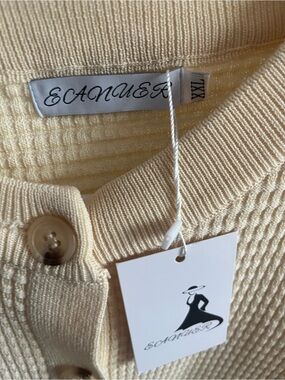 Cream Knit Button-Front Women's Sweater